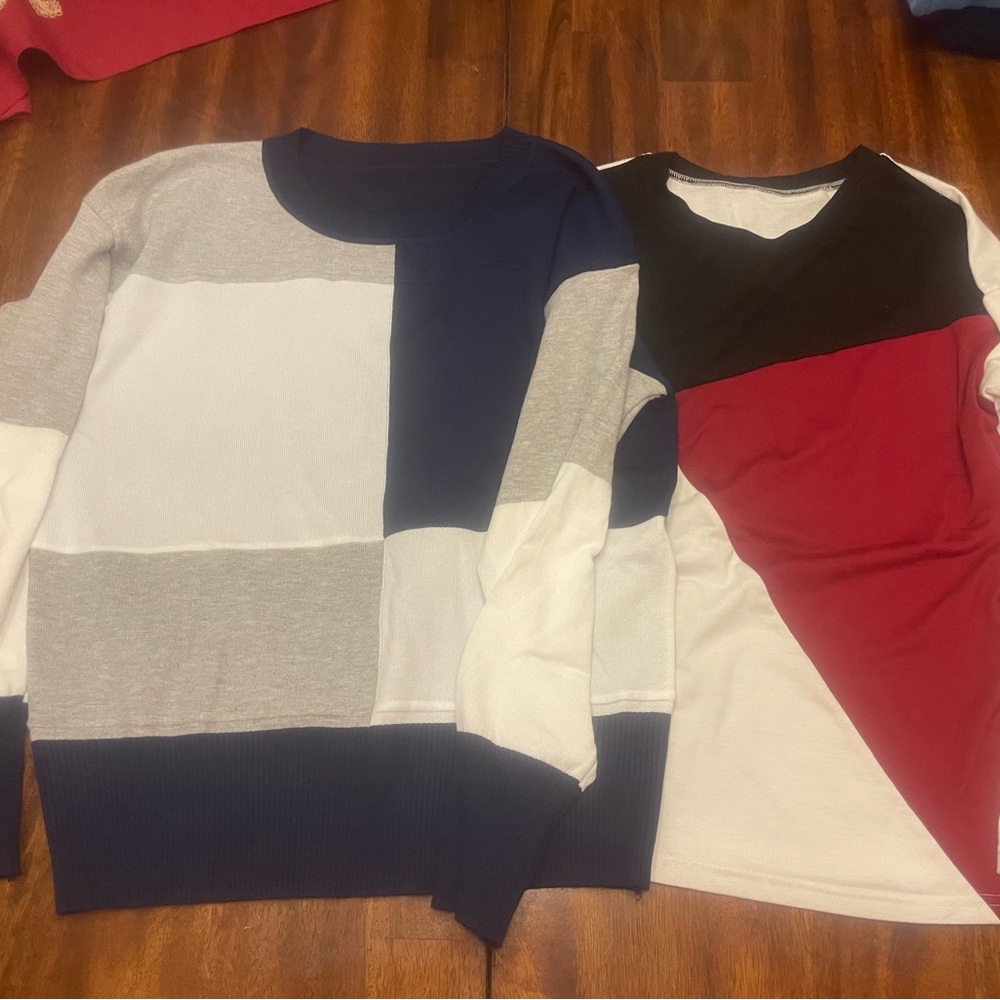 2 SHEIN size 4 small tops. Sweater and long sleeve color block bundle